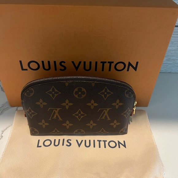 Louis Vuitton Brown and Gold Monogram Cosmetic Pouch - Picture 1 of 7